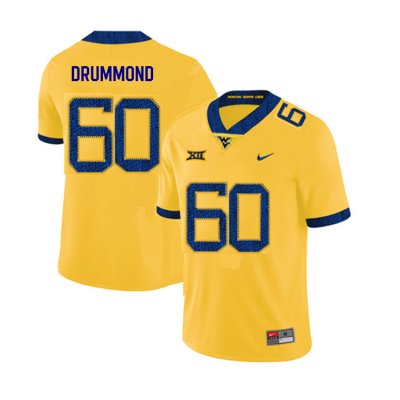 Men's West Virginia Mountaineers NCAA #60 Noah Drummond Yellow Authentic Nike 2019 Stitched College Football Jersey IN15O44ER